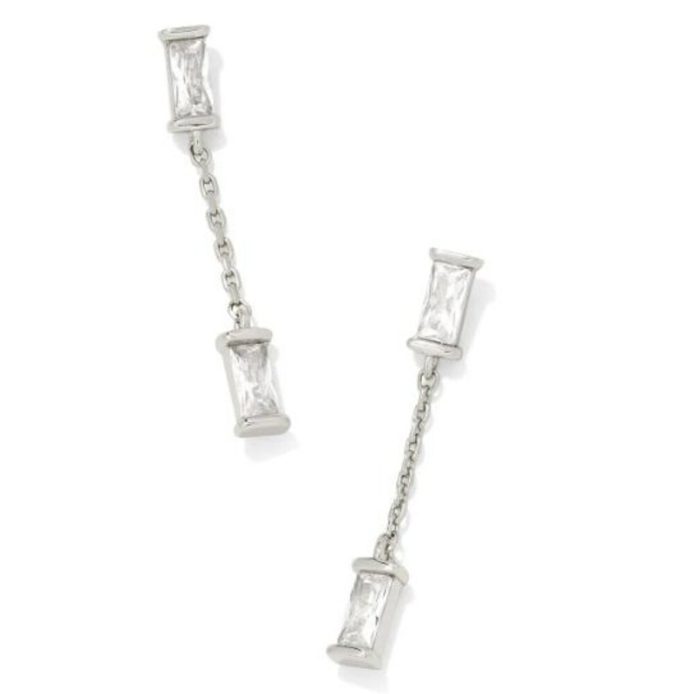 Kendra Scott Juliette Silver Crystal Drop Earrings NWT